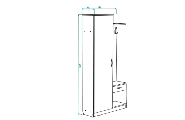Прихожая МЛ - 8 левая(без зеркала) , Собран