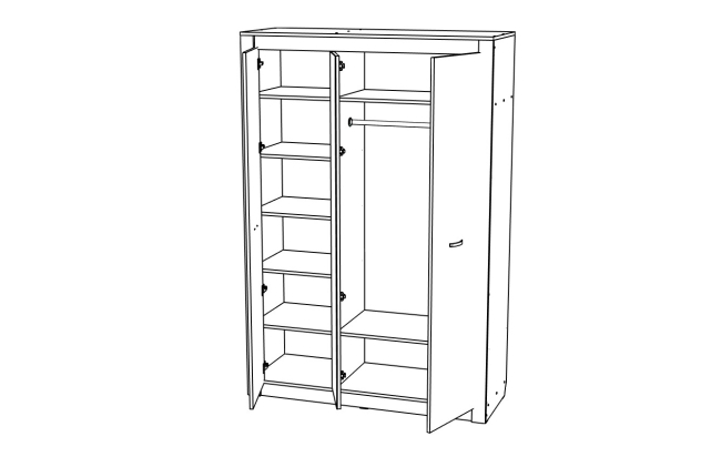 Гамма №11 Шкаф  3-х дверный, Собран