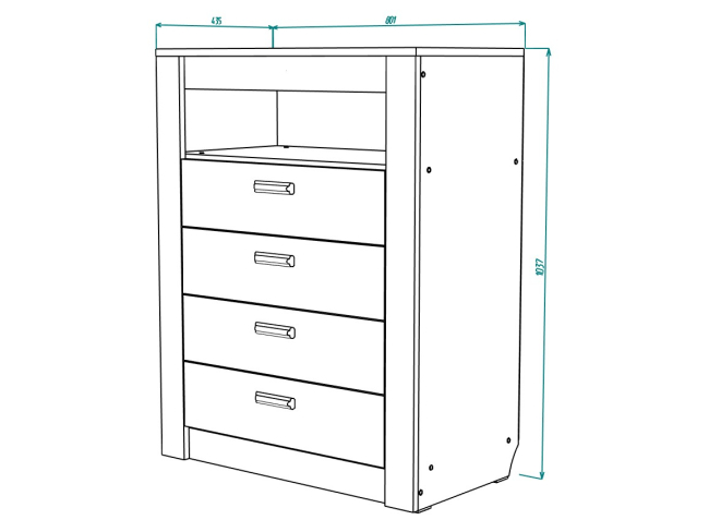 Гамма №16 комод 4 ящика 800 МЛ