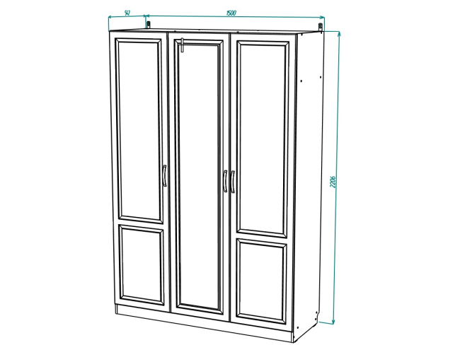 Ливерпуль № 15 Шкаф комбинированный (с зеркалом) 3д, Собран