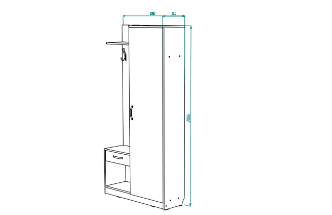 Прихожая МЛ - 8 правая (без зеркала) , Собран